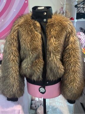 Brown Faux Fur Bomber Jacket